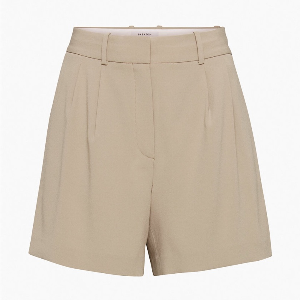 Aritzia Babaton Pleated 5” Short Fluent Taupe